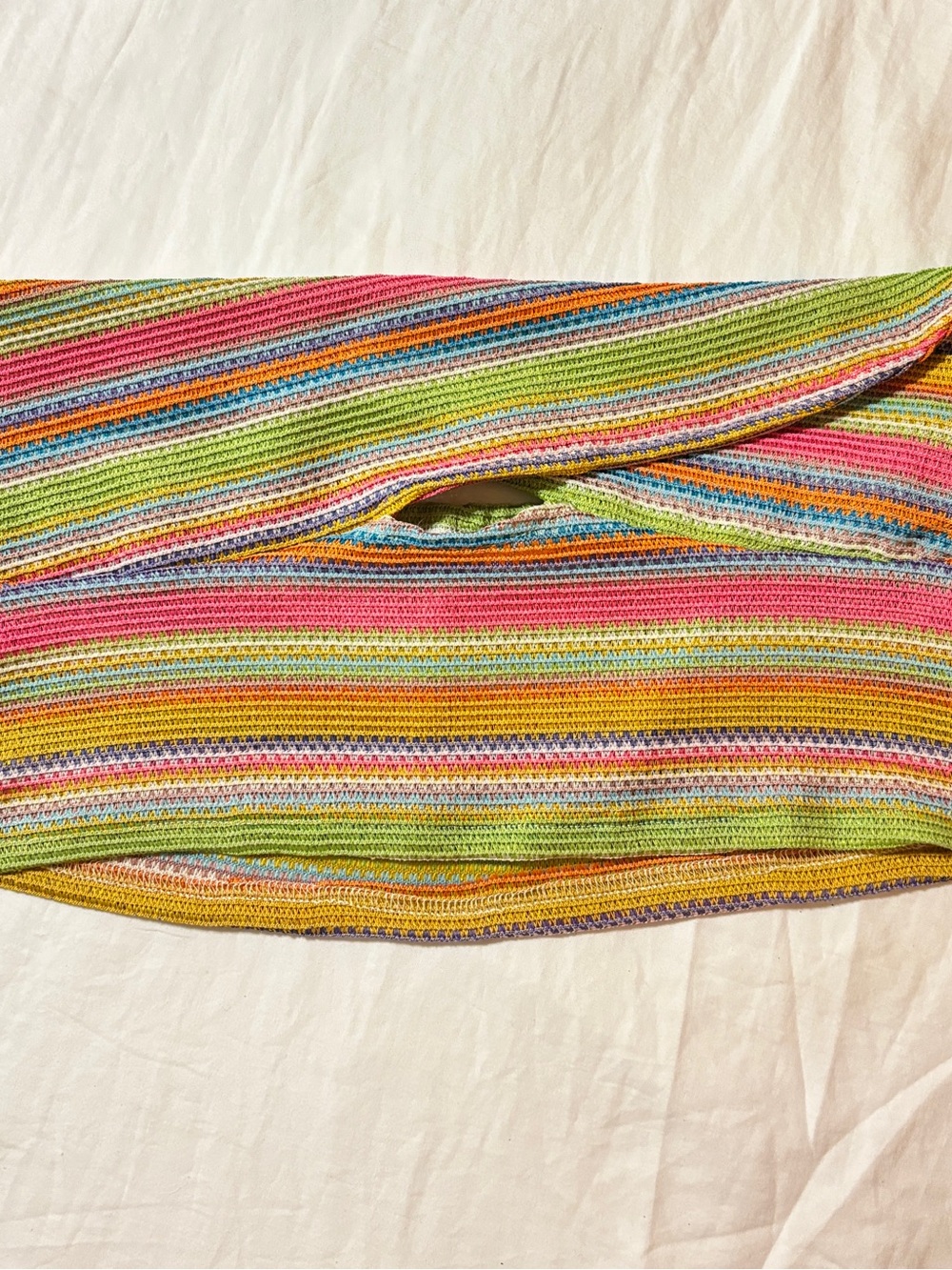 SHEIN Multicolor Striped Knit Top - Yellow, Pink, Green, Blue